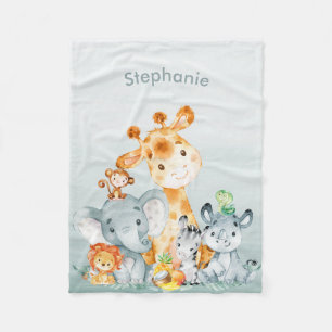 Gray Munt Waterverf Cute Safari Oerwouden Fleece Deken