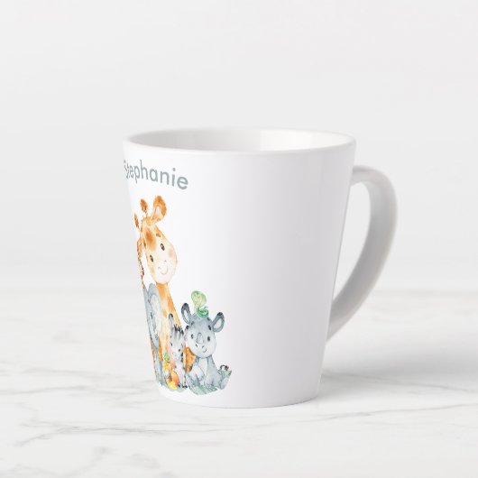 Gray Munt Waterverf Cute Safari Oerwouden Latte Mok (Rechterhoek)