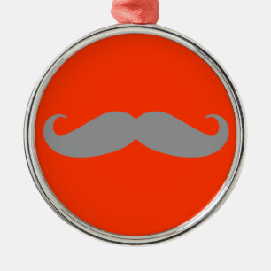 Gray Mustache Pattern Metalen Ornament