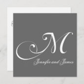 Gray Names Monogram M Wedding Invitations Kaart (Voorkant / Achterkant)