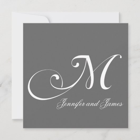 Gray Names Monogram M Wedding Invitations Kaart (Voorkant)