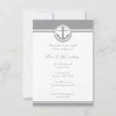 Gray Nautical Anchor Bridal Shower Invitation Kaart (Voorkant)