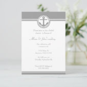 Gray Nautical Anchor Bridal Shower Invitation Kaart (Staand voorkant)