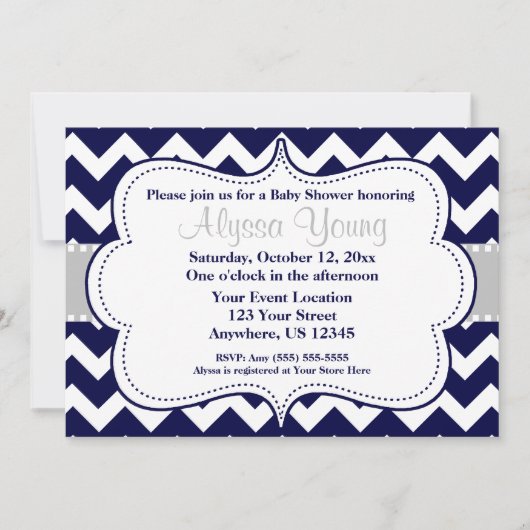 Gray Navy Chevron Kaart (Voorkant)