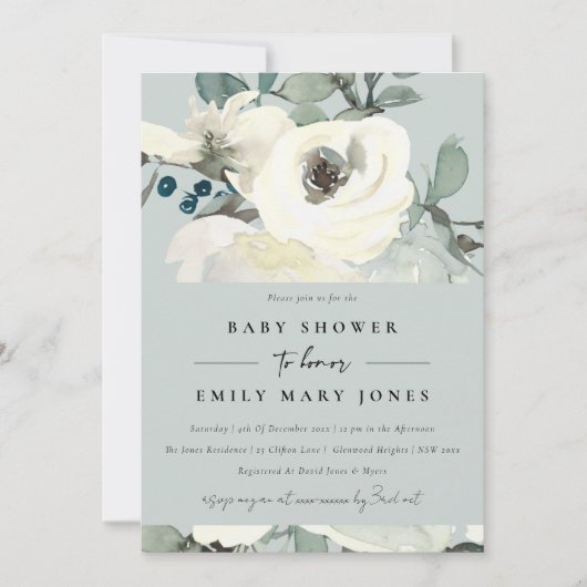 GRAY NEUTRAL IVORY WITTE BUNCH BABY SHOWER KAART (Voorkant)