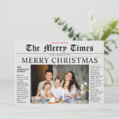 Gray Newspaper Merry Kerstmis Fun-fotokaart Kaart (Staand voorkant)