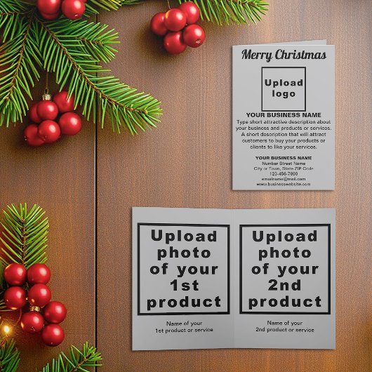 Gray | Noël | Business | Carte double pour fêtes a