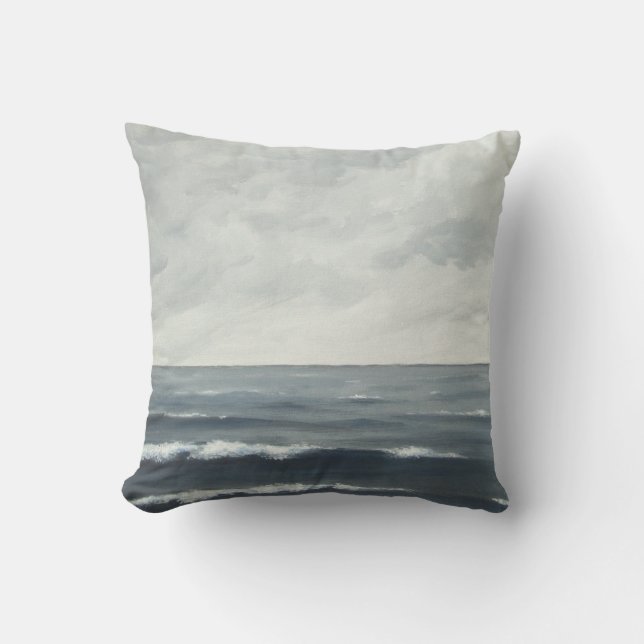Gray Ocean Waves Pillow Kussen (Voorkant)