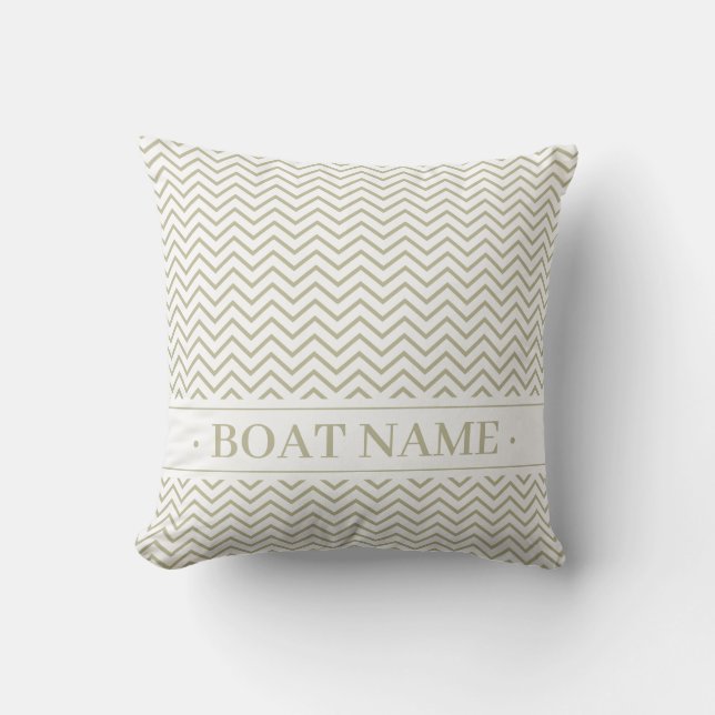 Gray Olive Green Delicate Chevron Pattern. Boat Buitenkussen (Voorkant)