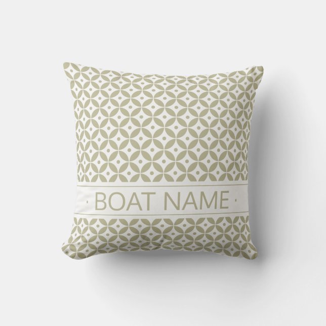 Gray Olive & White Geometric Pattern Shippo. Boat Buitenkussen (Voorkant)