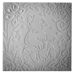 Gray Ombre Beer Woodland Ingegraven Floral Natuur Tegeltje