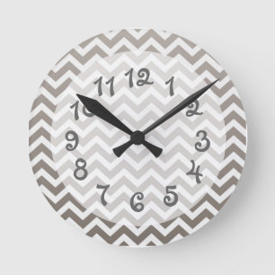 Gray Ombre Chevron Ronde Klok