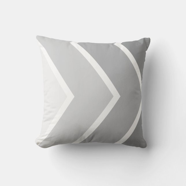 Gray Ombré Chevron Stripes Pattern Kussen (Voorkant)