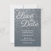 Gray Ombre Glitter Foto opslaan Datum Kaart (Voorkant)