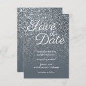 Gray Ombre Glitter Foto opslaan Datum Kaart (Voorkant / Achterkant)