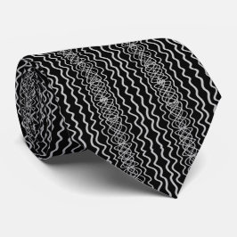 Gray On Black Curvy Twisty Line Drawing Pattern   Stropdas