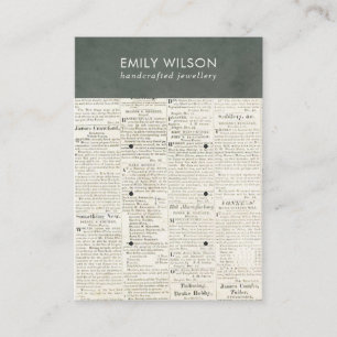  GRAY OUDE NEWSPAPER 3 STUD EARING DISPLAY  VISITEKAARTJE