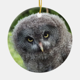GRAY OWL KERAMISCH ORNAMENT