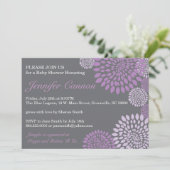 Gray Paars Modern Floral Baby shower Kaart (Staand voorkant)