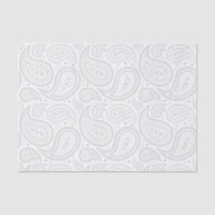 Gray Paisley Pattern on White Tissue Paper Tissuepapier