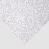 Gray Paisley Pattern on White Tissue Paper Tissuepapier (Detail)