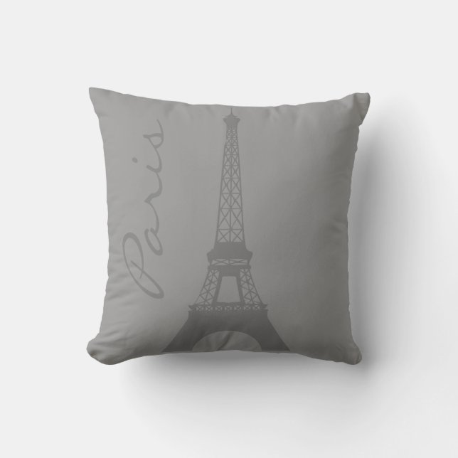 Gray Paris Eiffel Tower Kussen (Voorkant)