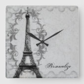 Gray Paris Grunge Wall Clock Vierkante Klok (Voorkant)