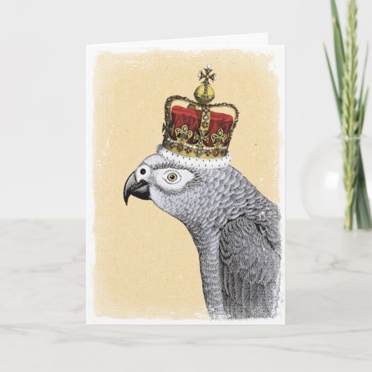 Gray Parrot met koninklijke kroon Kaart (Voorkant)