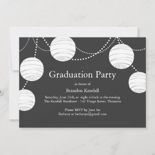 Gray Party Lantern Afstuderen Invitation Kaart