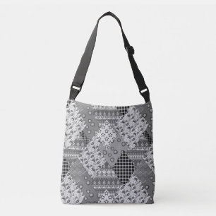 Gray Patchwork Patchwork Patroon Crossbody Tas