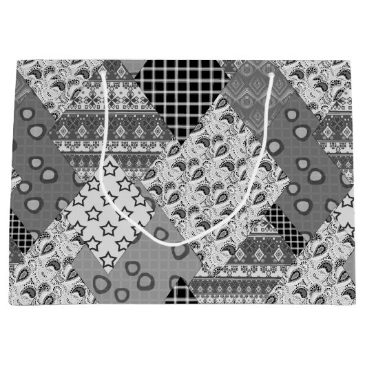 Gray Patchwork Patchwork Patroon Groot Cadeauzakje (Voorkant)