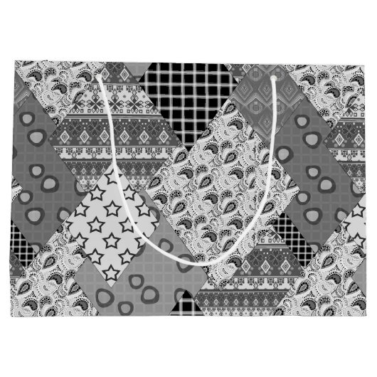 Gray Patchwork Patchwork Patroon Groot Cadeauzakje (Achterkant)