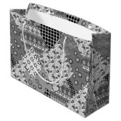 Gray Patchwork Patchwork Patroon Groot Cadeauzakje (Achterkant Gekanteld)