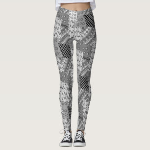 Gray Patchwork Patchwork Patroon Leggings
