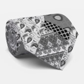 Gray Patchwork Patchwork Patroon Stropdas (Opgerold)