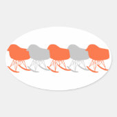 Gray Patroonstoel voor midden-eeuwen Silhouette Ovale Sticker (Voorkant)