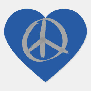 Gray Peace Sign Heart Sticker