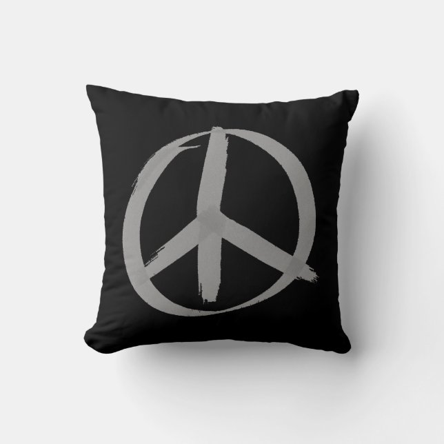 Gray Peace Sign Kussen (Voorkant)