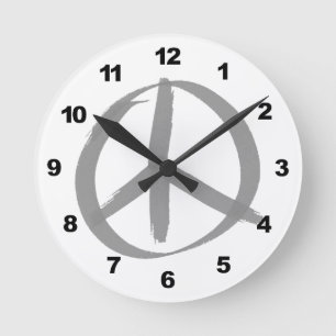 Gray Peace Sign Ronde Klok