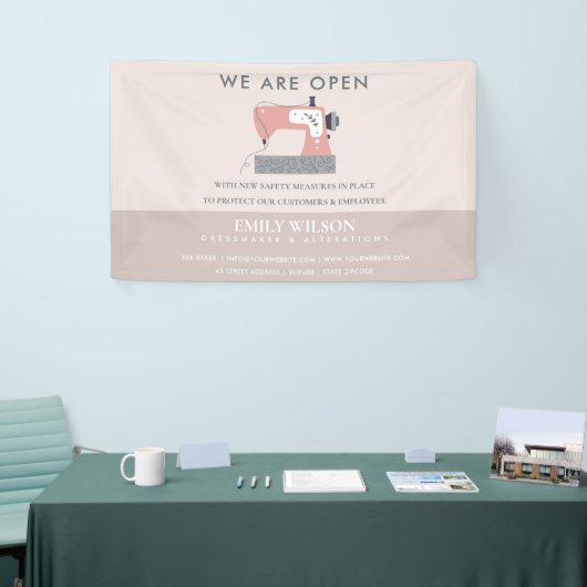 GRAY PEACH PINK SEWWEWMACHINE TAILOR OPENEN SPANDOEK (Beurs)