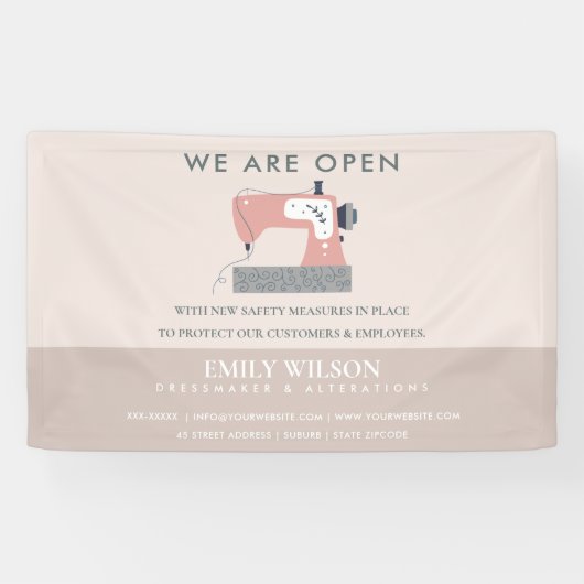 GRAY PEACH PINK SEWWEWMACHINE TAILOR OPENEN SPANDOEK (Horizontaal)