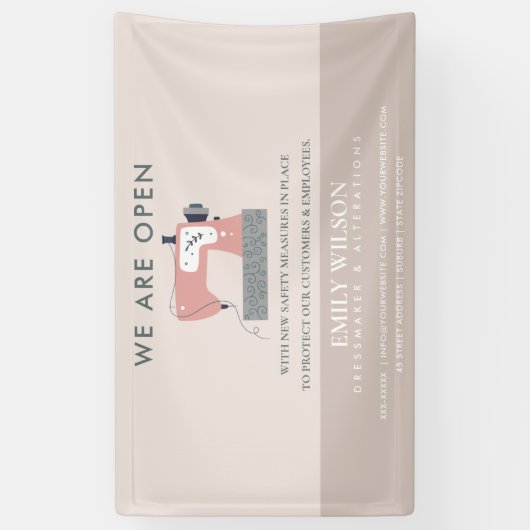 GRAY PEACH PINK SEWWEWMACHINE TAILOR OPENEN SPANDOEK (Verticaal)