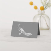 Gray Peacock Flourish Reception Place card (Achterkant)