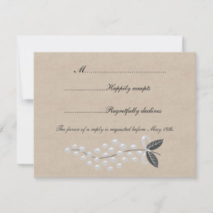 Gray Pearls Parchment Wedding RSVP Kaartje