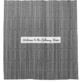 Gray Personalized Rustic Herringbone Pattern Douchegordijn (Voorkant)