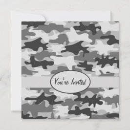Gray Pewter Camouflage Party Event Square Kaart