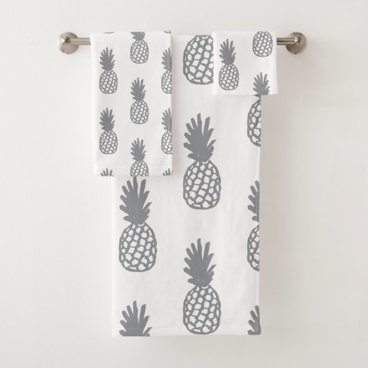 Gray Pineapple Patroon Bad Handdoek (Insitu)