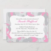 Gray Pink Camo Baby shower Uitnodiging (Achterkant)
