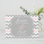 Gray Pink Chevron Wedding Kaart (Staand voorkant)