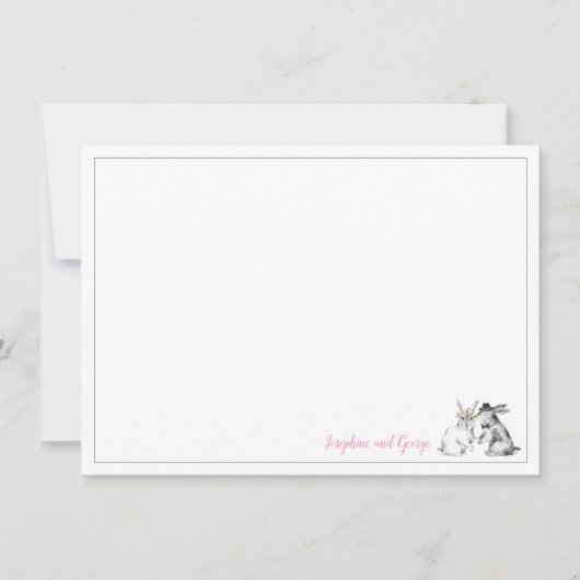 Gray Pink en White Bunny Rabbit Kaart (Voorkant)